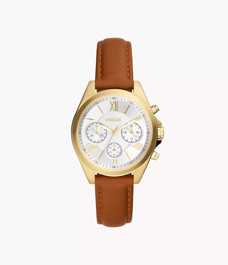 Fossil Women Modern Courier Chronograph Brown Leather Watch BQ3851