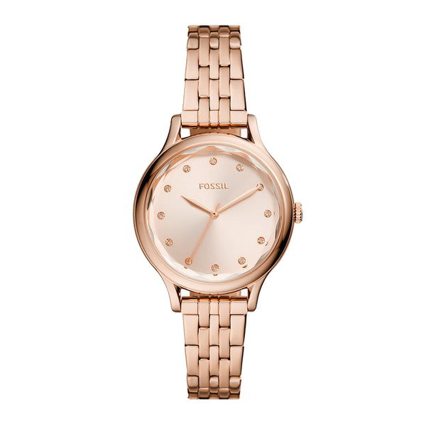 Fossil Women's Laney Three-Hand Rose Gold-Tone Stainless Steel Watch BQ3862