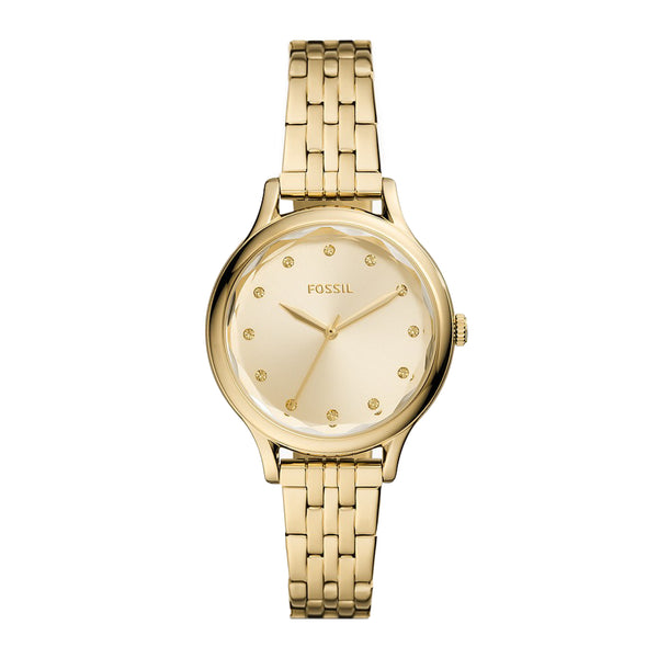 Fossil Women Laney Three-Hand Gold-Tone Stainless Steel Watch BQ3863