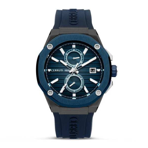 Cerruti 1881 Razzuolo Men's Round Blue Dial Silicone Watch CIWGQ0006902