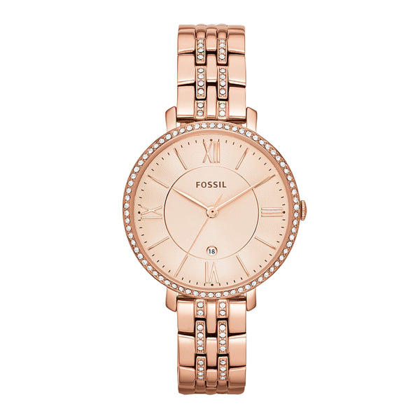 Fossil Women Jacqueline Rose-Tone Stainless Steel Watch ES3456