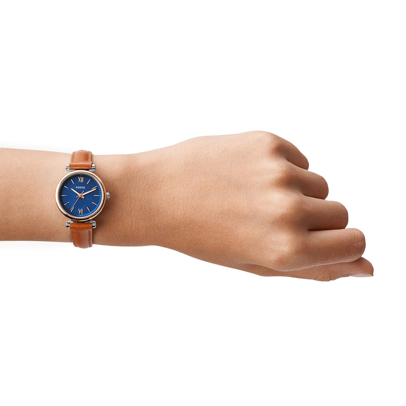 Fossil Carlie Mini Three-Hand Tan Leather Women's Watch ES4701