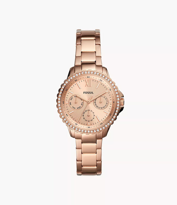 Fossil Women Izzy Multifunction Rose Gold-Tone Stainless Steel Watch ES4782
