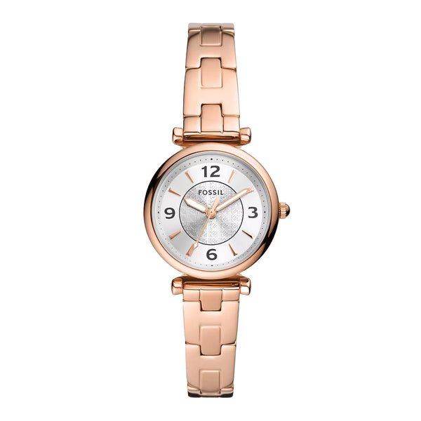 Fossil Women Carlie Three-Hand Rose Gold-Tone Stainless Steel Watch ES5202