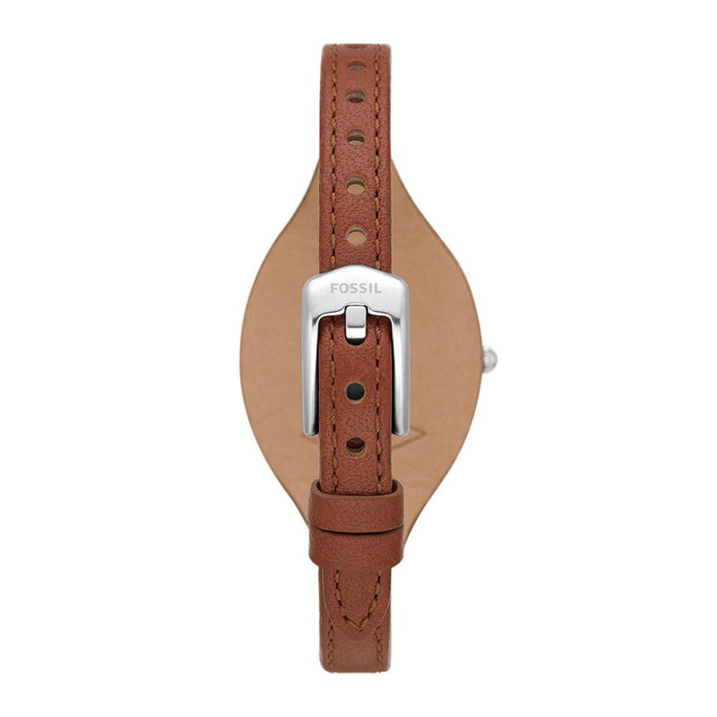 Fossil Women Carlie Three-Hand Brown Leather Watch ES5205
