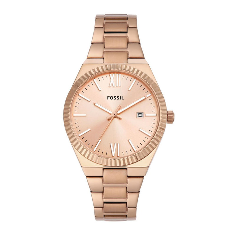 Fossil Women's Scarlette Three-Hand Date Rose Gold-Tone Stainless Steel  Watch ES5258
