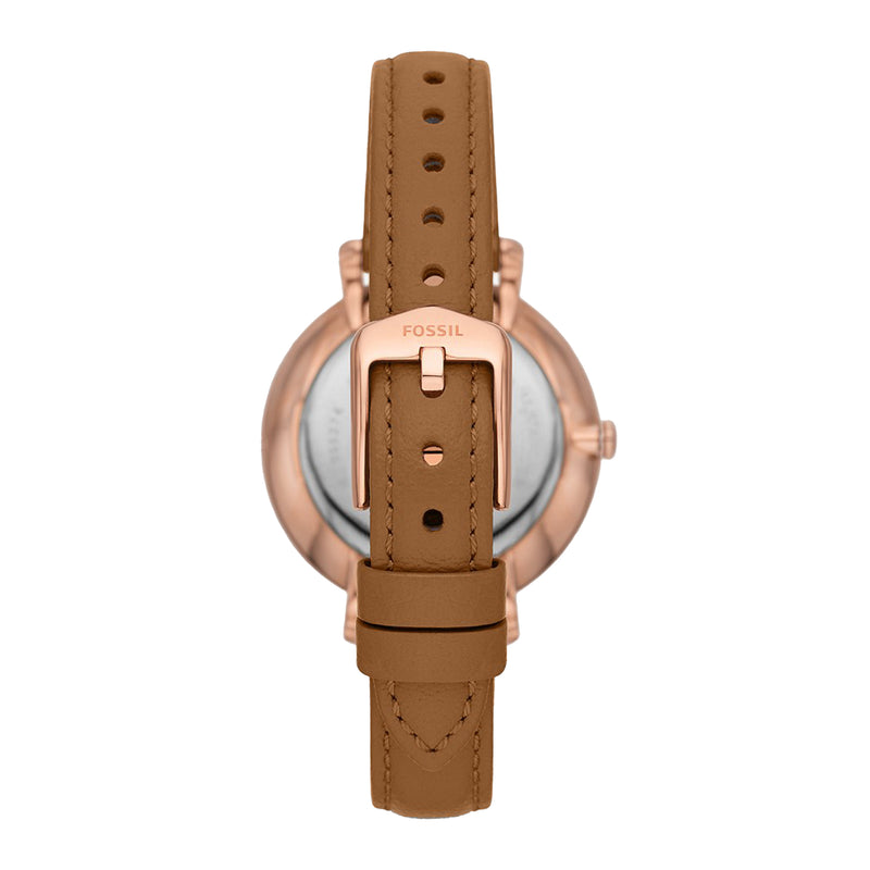 Fossil Women Jacqueline Three-Hand Date Medium Brown LiteHide™ Leather Watch ES5274