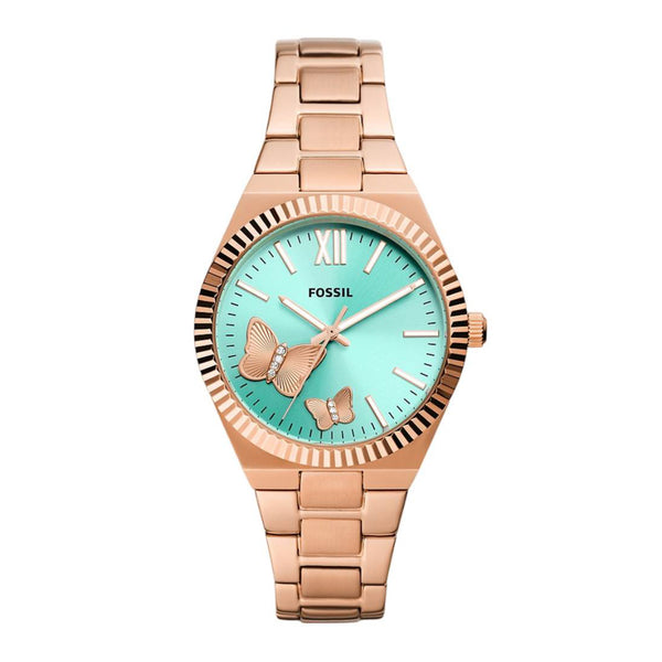 Fossil Women Scarlette Three-Hand Rose Gold-Tone Stainless Steel Watch ES5277
