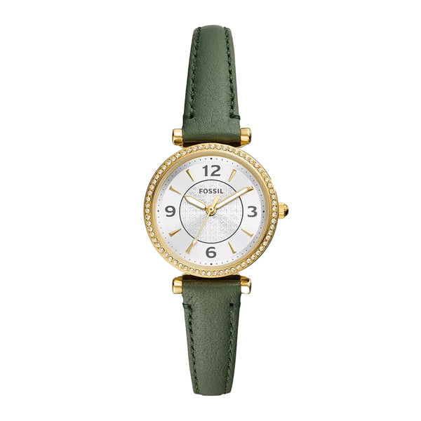 Fossil Women's Carlie Three-Hand Green LiteHide™ Leather Watch ES5298