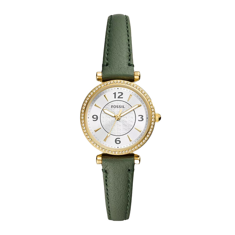 Fossil Women Carlie Three-Hand Green LiteHide™ Leather Watch ES5298