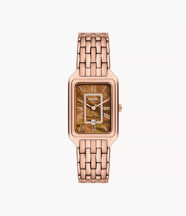 Fossil Women Raquel Three-Hand Date Rose Gold-Tone Stainless Steel Watch ES5323