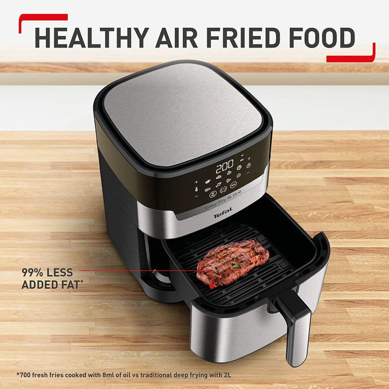 TEFAL Air Fryer | Easy Fry & Grill Digital 2-in-1 |4.2 L Capacity | 1550 W | Healthy Cooking | Air Fry + Grill | 8 Automatic Programs |Adjustable Temperature | Timer | 2 Years Warranty | EY505D27