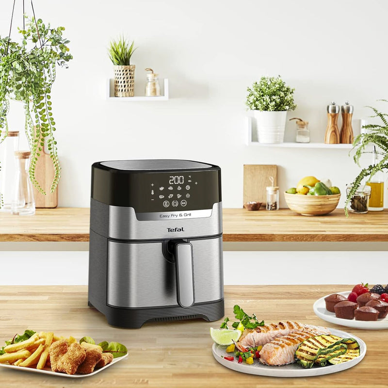 TEFAL Air Fryer | Easy Fry & Grill Digital 2-in-1 |4.2 L Capacity | 1550 W | Healthy Cooking | Air Fry + Grill | 8 Automatic Programs |Adjustable Temperature | Timer | 2 Years Warranty | EY505D27