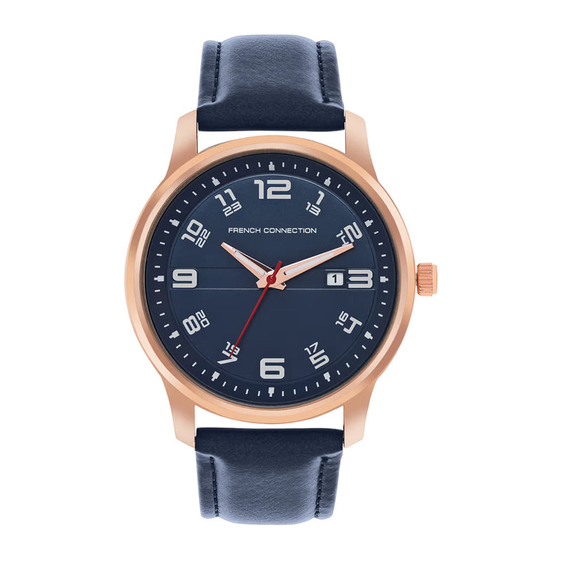 French Connection Men Blue Leather Straps Analogue Watch FCN00046D