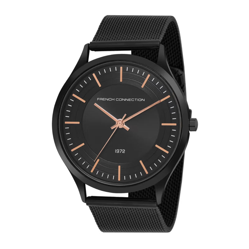 French Connection Men Black Stainless Steel Straps Analogue Watch FCN00047G