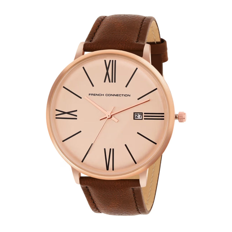 French Connection Men Brown Leather Straps Analogue Watch FCN00048A