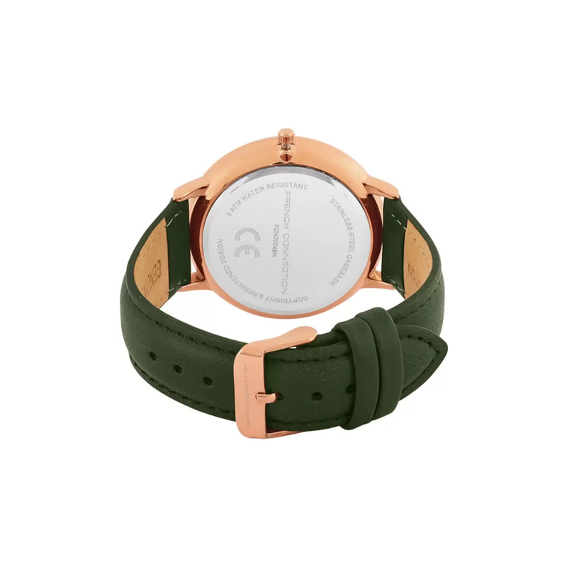 French Connection Men Green Leather Straps Analogue Watch FCN00048H