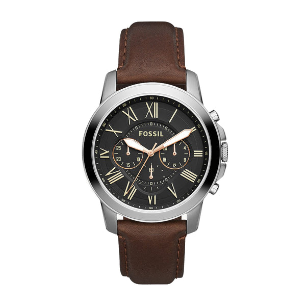 Fossil Men Grant Chronograph Brown Leather Watch FS4813