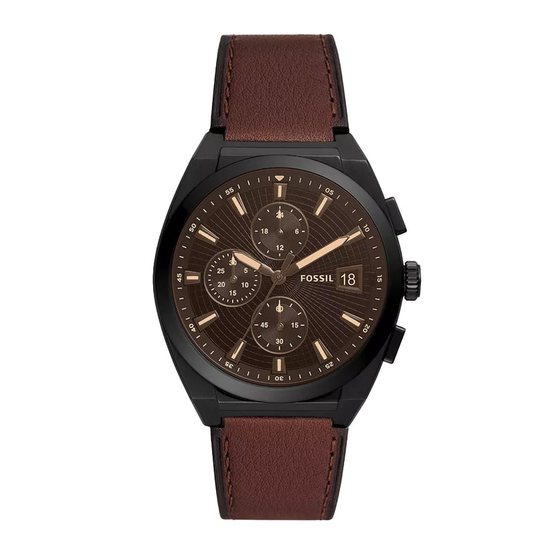 Fossil Men's Everett Chronograph Brown LiteHide™ Leather Watch FS5798