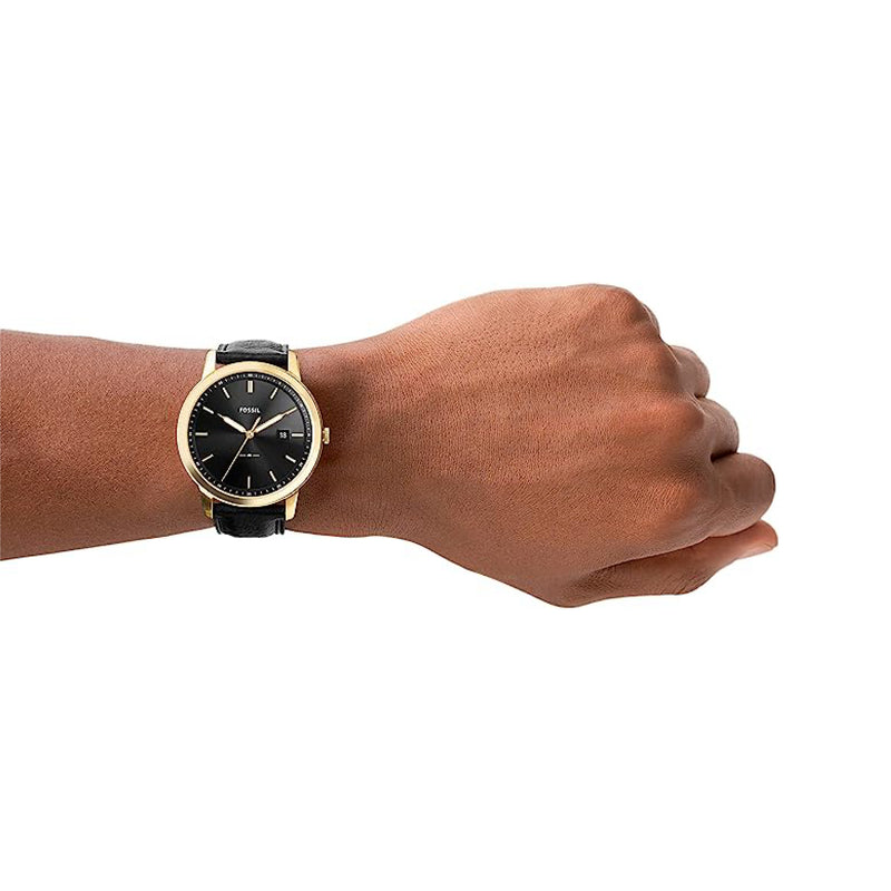 FOSSIL FS5840 The Minimalist Solar-Powered Black Watch Leather Eco