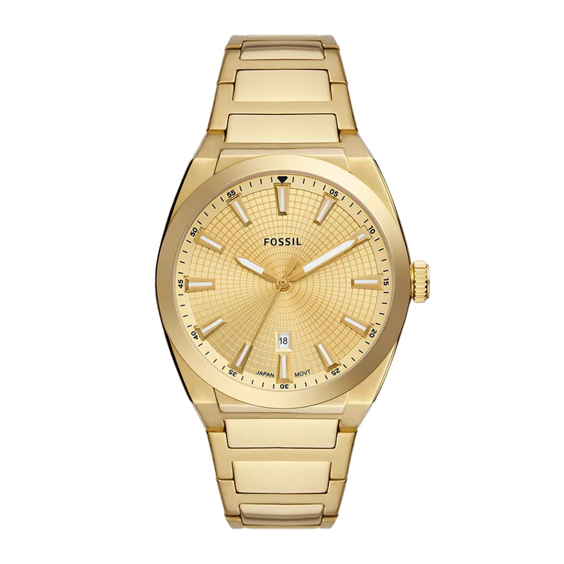 Fossil Men Everett Three-Hand Date Gold-Tone Stainless Steel Watch FS5965