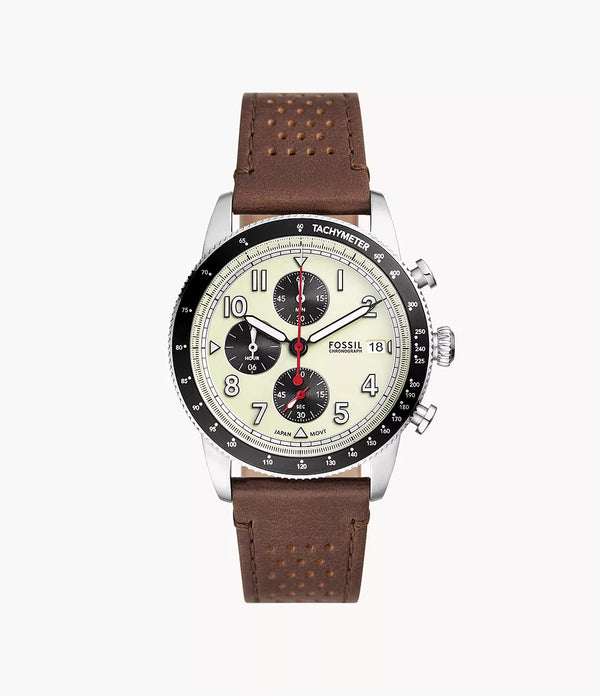 Fossil Men Sport Tourer Chronograph Brown Leather Watch FS6042