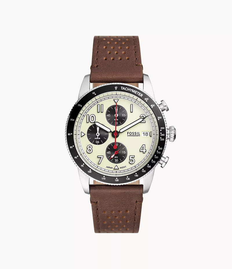Fossil Men Sport Tourer Chronograph Brown Leather Watch FS6042