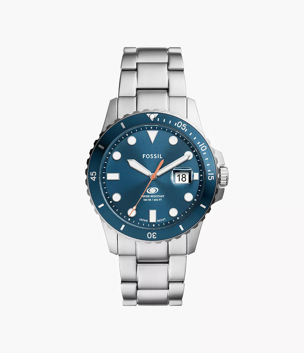 Fossil Men Fossil Blue Dive Three-Hand Date Stainless Steel Watch FS6050
