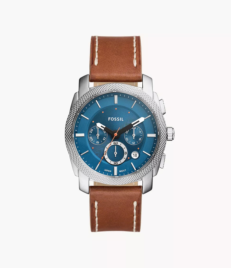 Fossil Men Machine Chronograph Brown Leather Watch FS6059