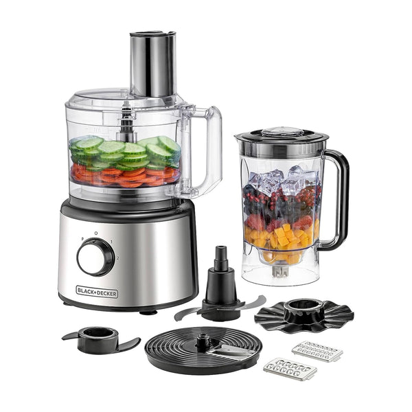 Multifunction Food Processor, 750W, 2L Capacity, 25 Functions, 2.3L Gross/1.5L AS Blender Jar. 2 Speed Control For Chopping, Slicing, Kneading & Whisking