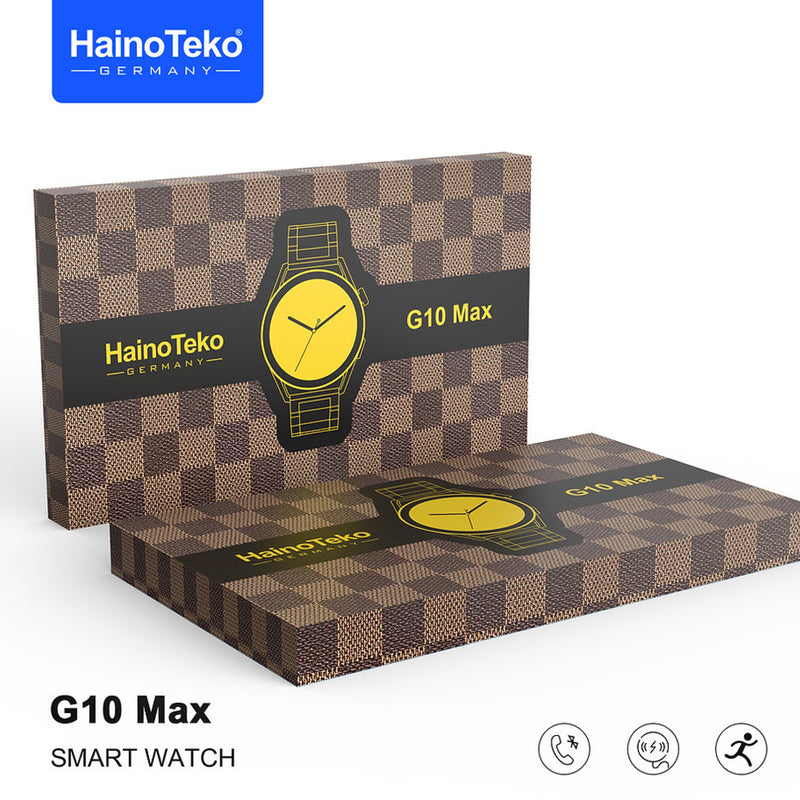 Haino Teko Germany G 10 Max Gold Edition Round Shape Smart with Three Set Strap and Wireless Charger For Men's and Boy's