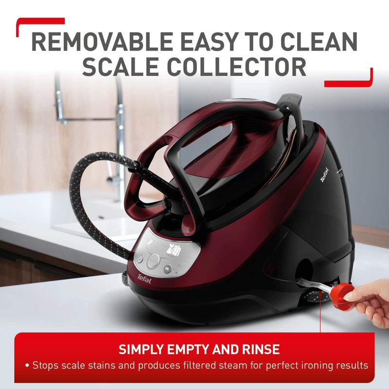 Tefal Pro Express Protect High Pressure Steam Generator Iron, 2600 Watt, Removable Scale Collector, Burgundy & Black GV9230