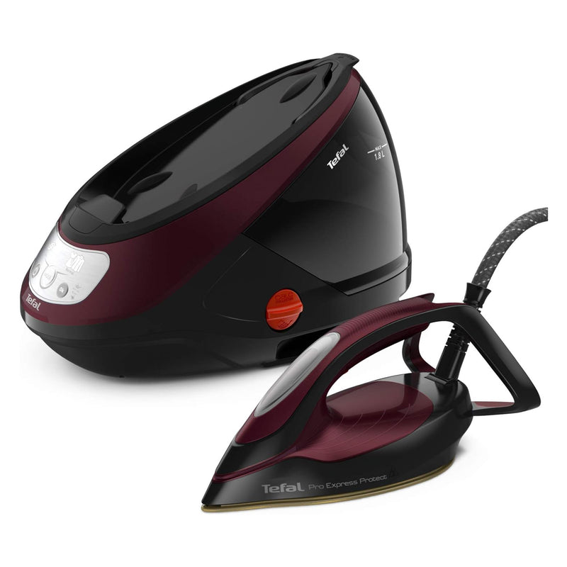 Tefal Pro Express Protect High Pressure Steam Generator Iron, 2600 Watt, Removable Scale Collector, Burgundy & Black GV9230