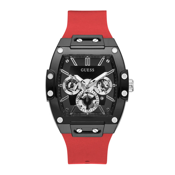 Guess Men’s Black Case Red Silicone Watch GW0203G4