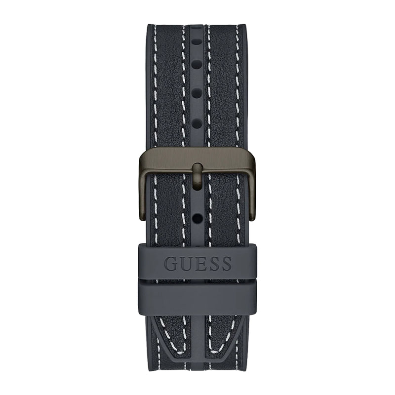 Guess Gunmetal Case Black Genuine Leather/Silicone Watch GW0416G3