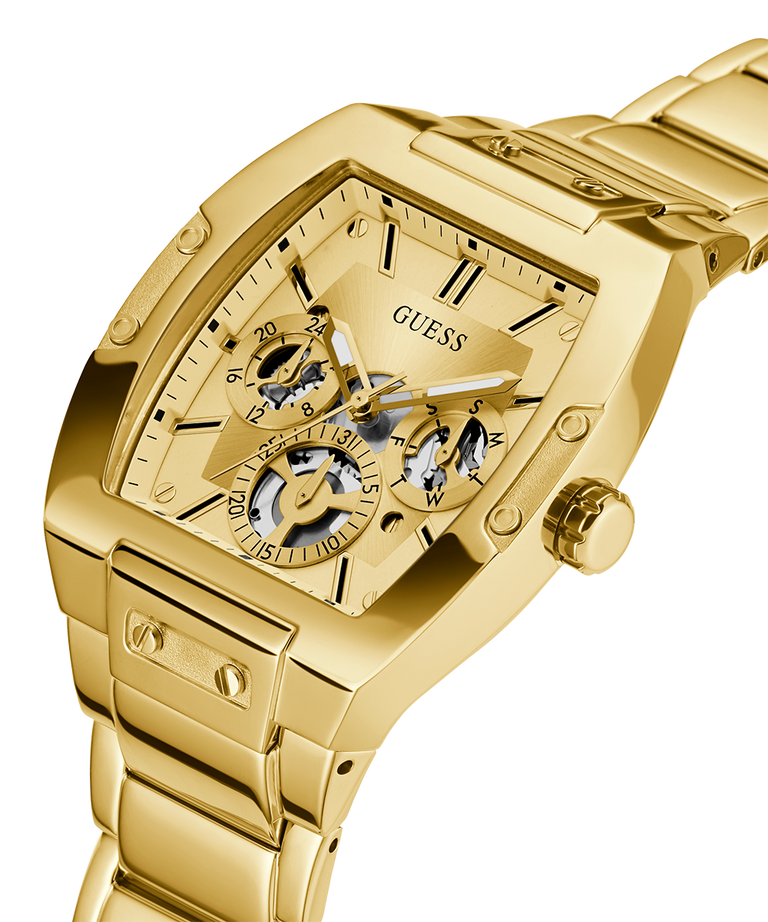 Guess Mens Gold Tone Multi-Function Gold Stainless Steel Band Watch GW0456G2