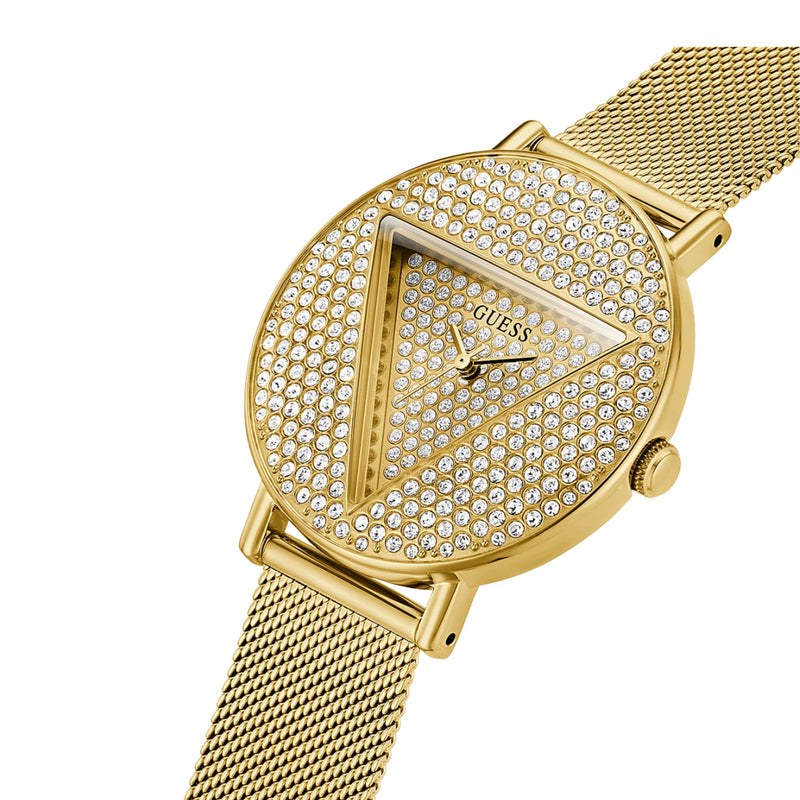 Guess Women’s Gold Tone Case Gold Tone Stainless Steel Mesh Watch GW0477L2