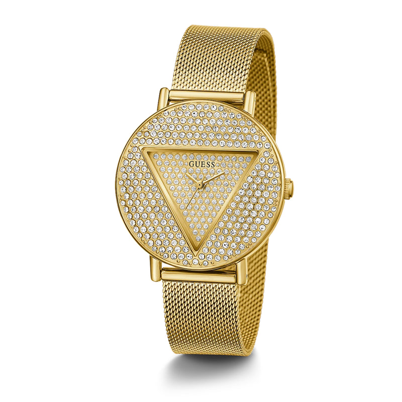 Guess Women’s Gold Tone Case Gold Tone Stainless Steel Mesh Watch GW0477L2