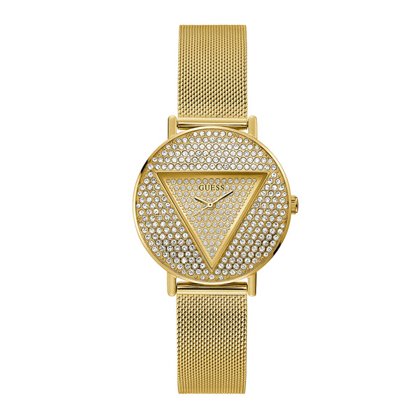 Guess Women’s Gold Tone Case Gold Tone Stainless Steel Mesh Watch GW0477L2