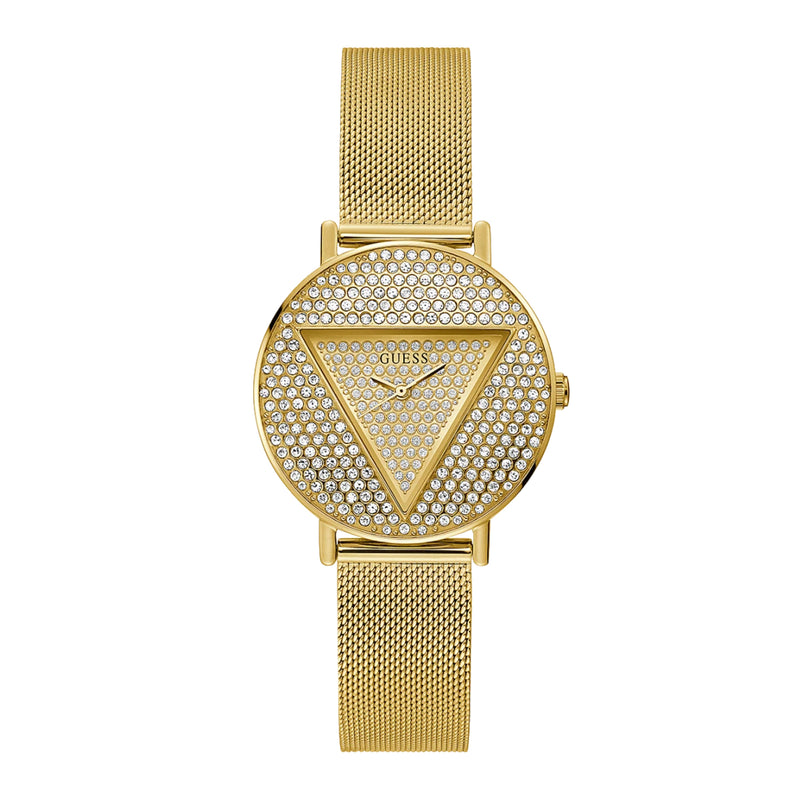 Guess Women’s Gold Tone Case Gold Tone Stainless Steel Mesh Watch GW0477L2