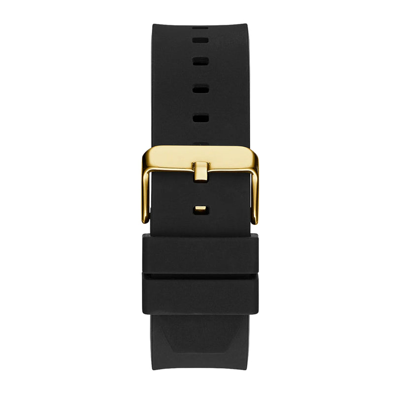 Guess Men’s Gold Tone Case Black Silicone Watch GW0564G1