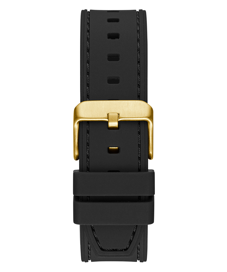 Guess Mens Black Gold Multi-Function Black Silicone Band Watch GW0571G3
