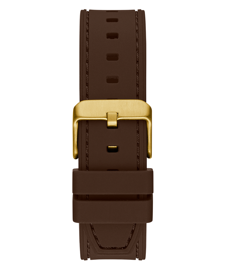 Guess Mens Brown Gold Tone Multi-Function Silicone Band Watch GW0571G5