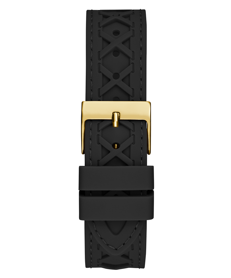 Guess Ladies Black Gold Tone Analog Silicone Band Watch GW0599L2