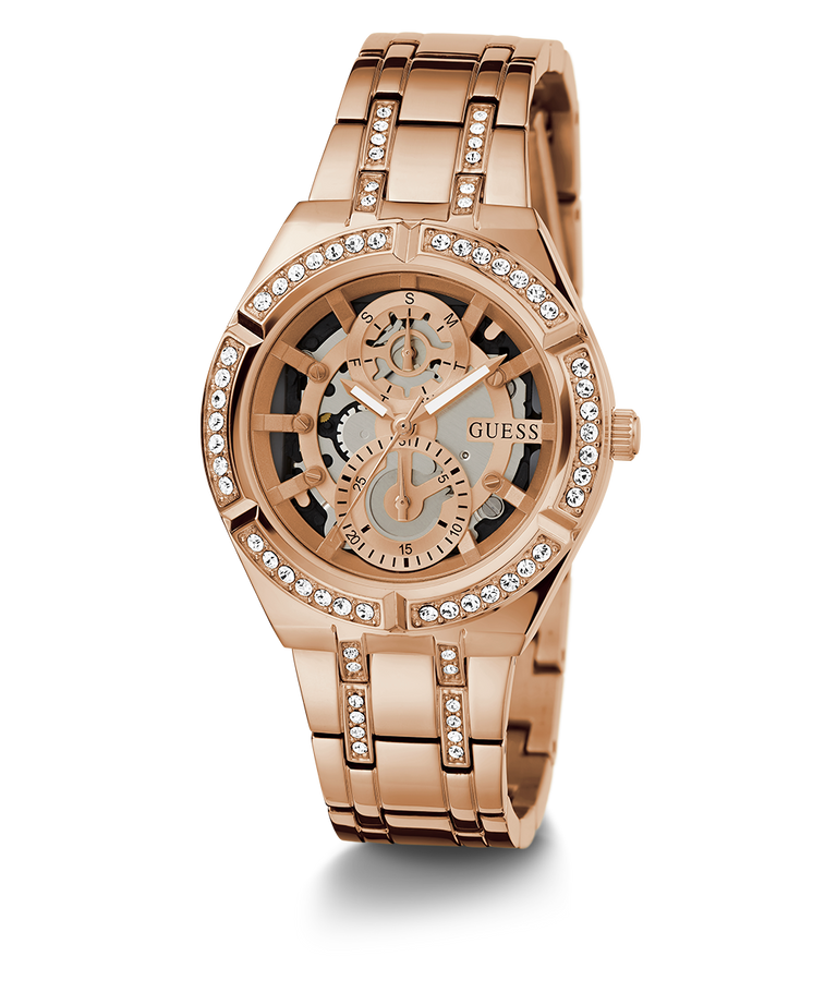 Guess Women Rose Gold Tone Multi-Function Stainless Steel Band Watch GW0604L3