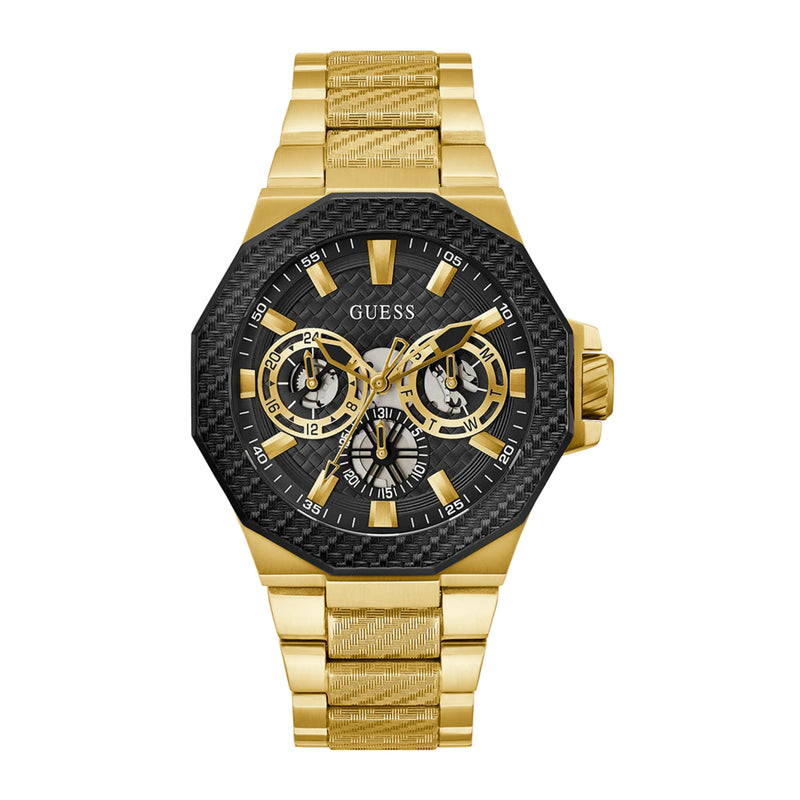 Guess Mens Gold Tone 2-Tone Multi-Function Stainless Steel Band Watch GW0636G2