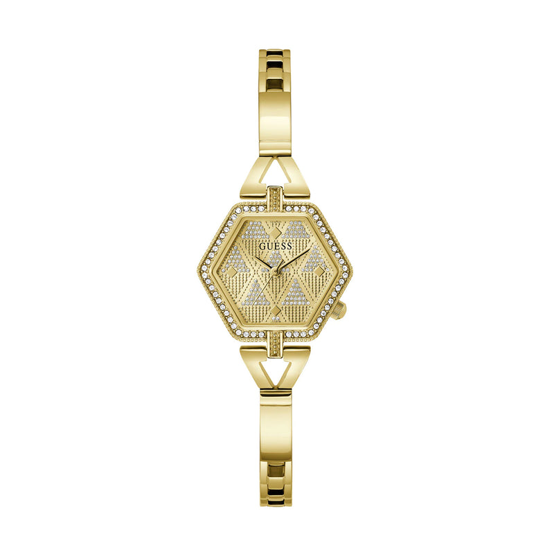 Guess Women Gold Audrey Glitz Hexagonal Link Watch GW0680L2