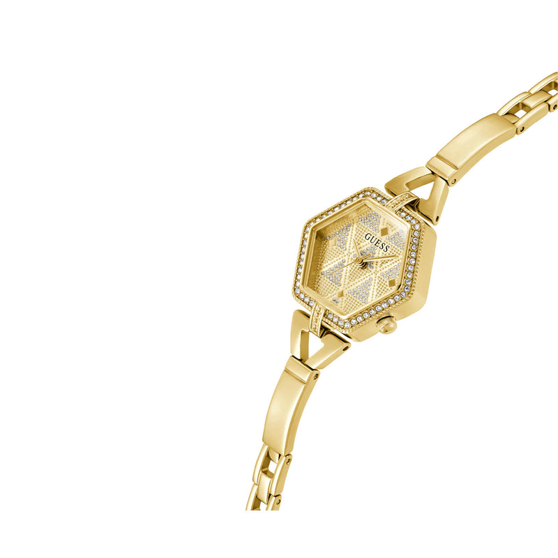 Guess Women Gold Audrey Glitz Hexagonal Link Watch GW0680L2