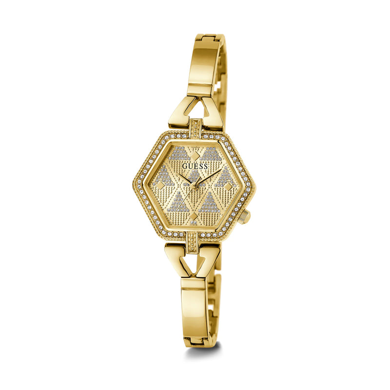 Guess Women Gold Audrey Glitz Hexagonal Link Watch GW0680L2