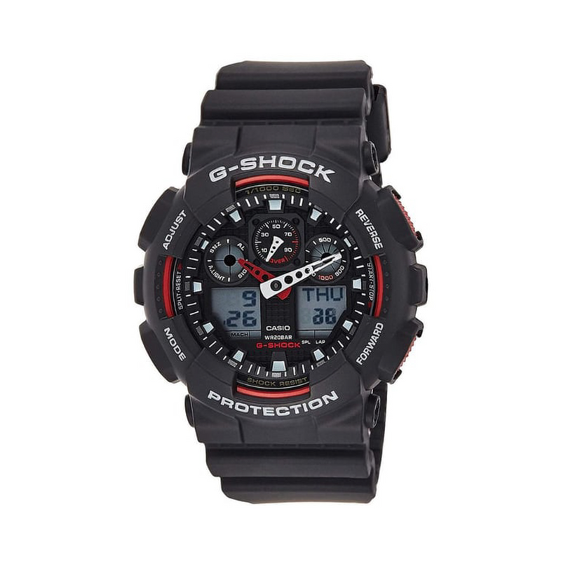 G-shock Men's Round Shape Rubber Strap Analog & Digital Wrist Watch GA-100-1A4DR